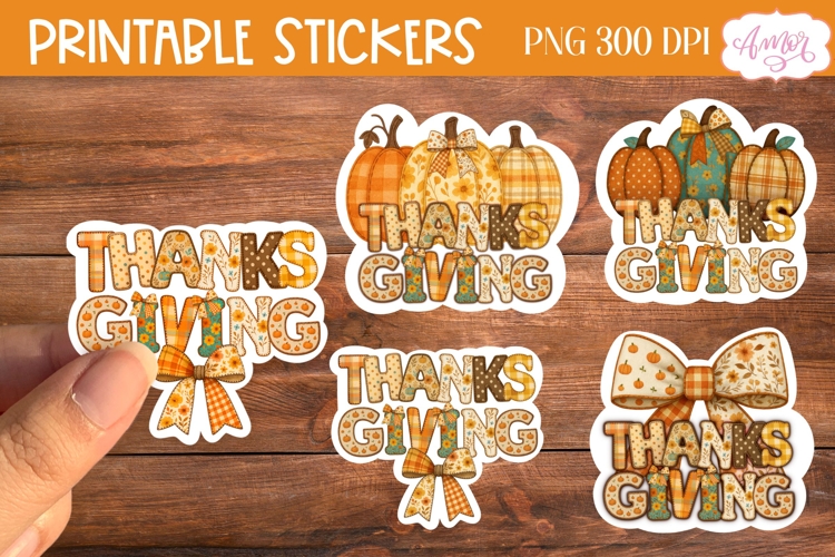 Thanksgiving stickers for Print and Cut, Fall stickers png