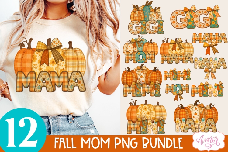 BUNDLE Fall Mama sublimation PNG, Fall shirt front and back