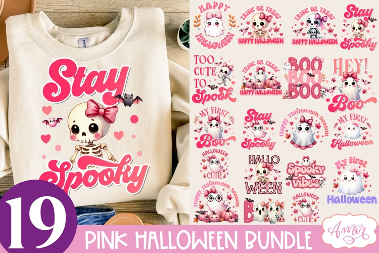 Pink Halloween sublimation bundle | Cute Halloween PNG