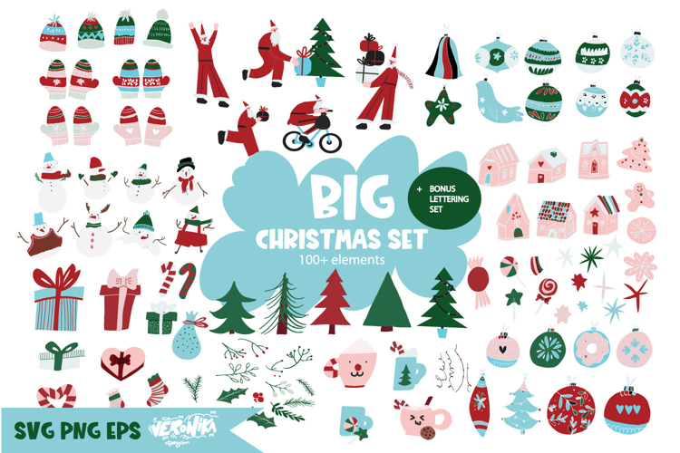 BIG Christmas Clipart Bundle | Santa, Snowman