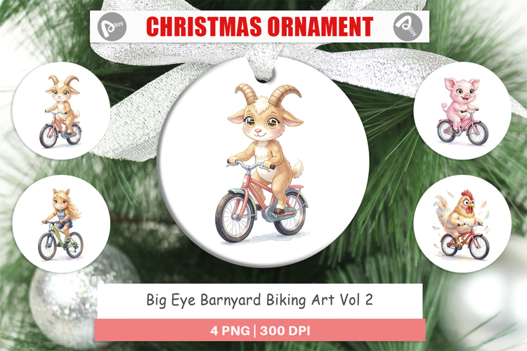 Big Eye Barnyard Biking Ornament