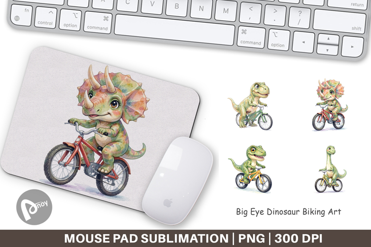 Big Eye Dinosaur Biking Mouse Pad