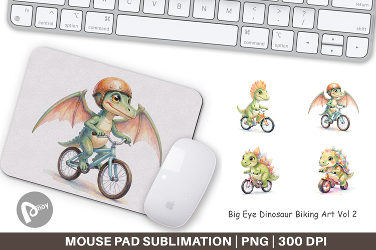 Big Eye Dinosaur Biking Mouse Pad