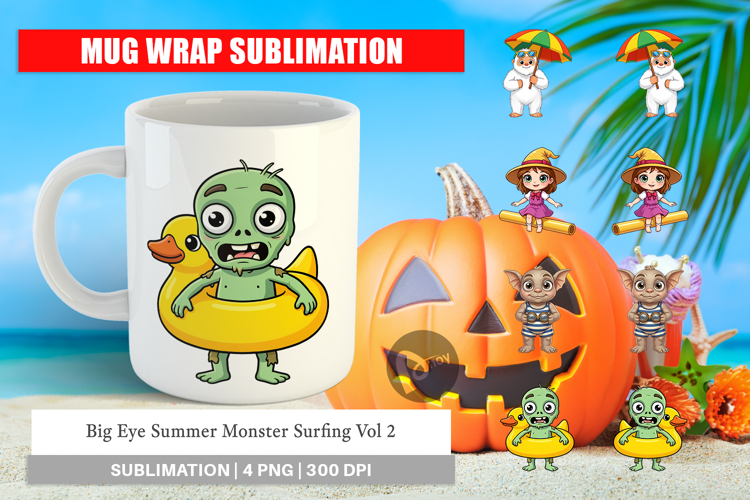 Big Eye Summer Monster Surfing Mug Wrap
