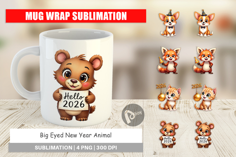 New Years Animal Party Mug Wrap