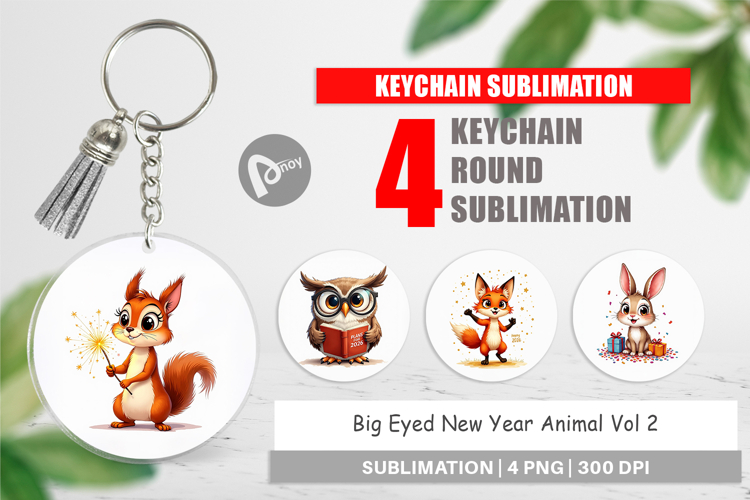 New Years Animal Party Keychain