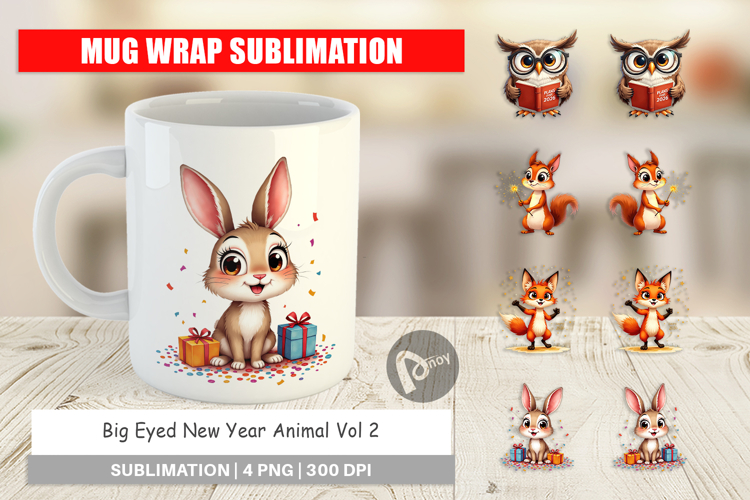 New Years Animal Party Mug Wrap