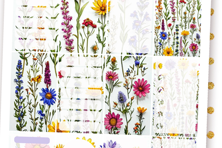 Big Planner Stickers Floral art Cut files Wildflowers Flower