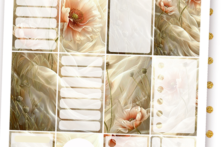 Big Planner Stickers Floral art Cut files Poppy Flowers