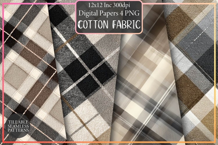 Big Kitties Bias Plaid Cotton Fabric