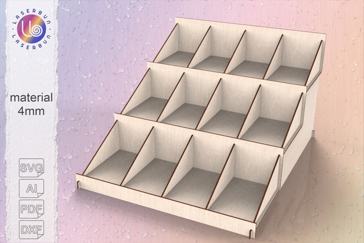 Laser Cut Tiered Display Stand with Dividers