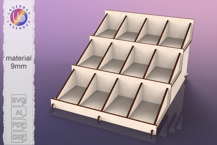 Strong Wooden Display Rack with 15 Compartments