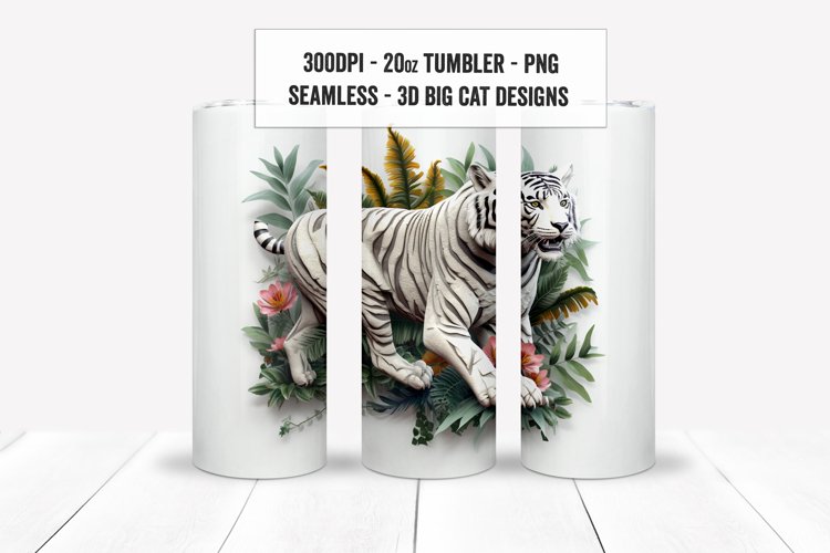 3D Tiger Tumbler Wrap, 3D Jungle Tiger Tumbler Sublimations