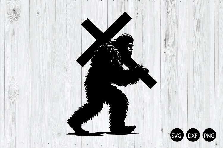 Bigfoot Carrying Cross SVG, Sasquatch SVG, Bigfoot SVG