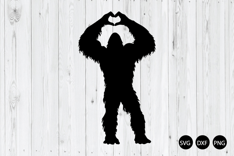 Bigfoot Heart Silhouette SVG, Bigfoot SVG, Sasquatch SVG