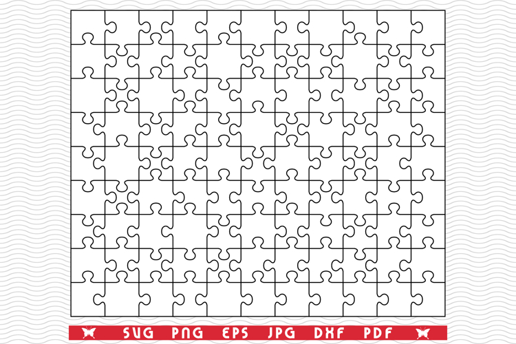 SVG White Puzzle, Separate Parts, digital clipart