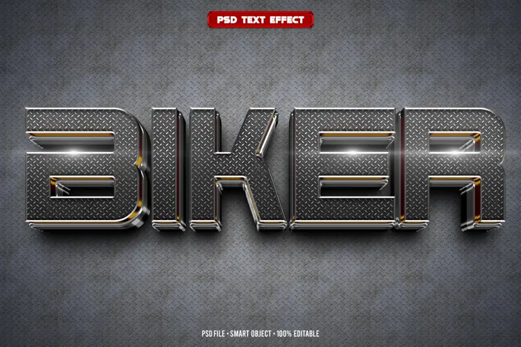 Biker 3D editable text effect