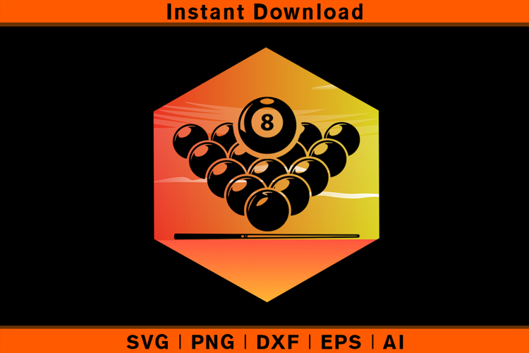 Billiards Sunset SVG | 8 Ball Pool Retro Cut File