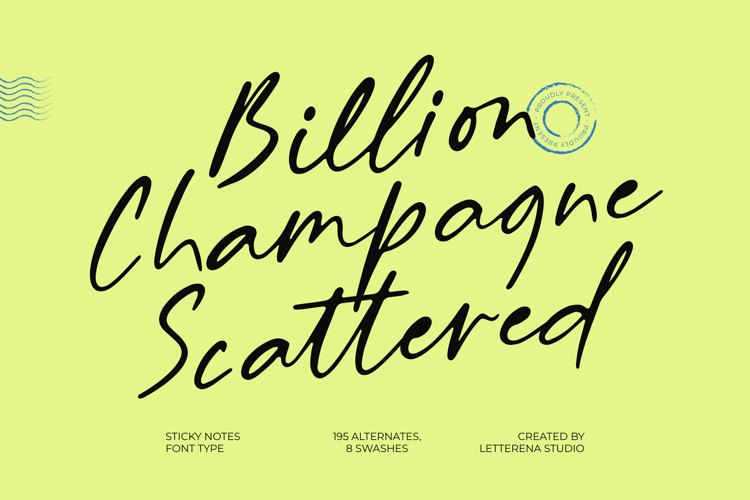 Billion Champagne Scattered Sticky Notes Font