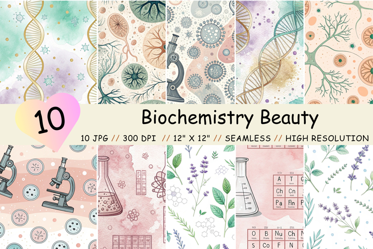 Biochemistry Beauty Digital Paper, Seamless Pattern
