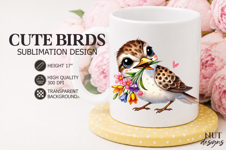 Summer sublimation Cute Floral Bird Sublimation romantic