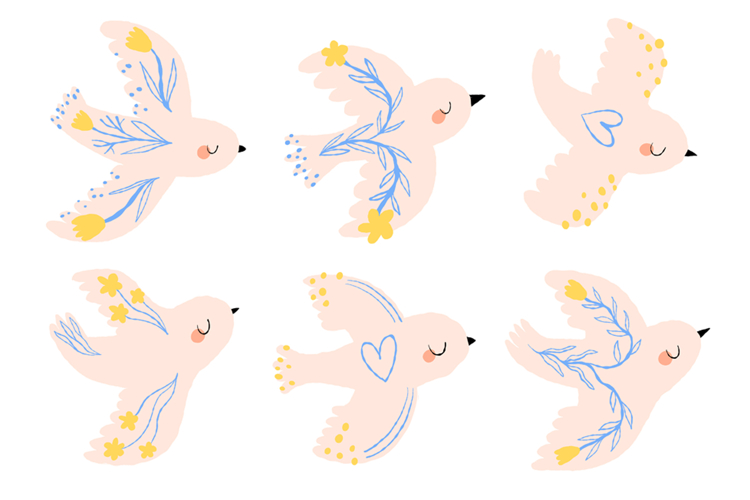 Peace Dove Clipart Set
