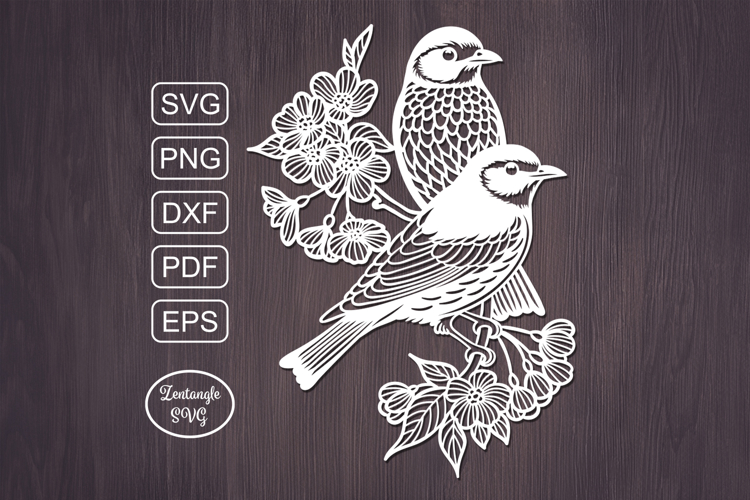 Birds papercut, paper cutting template, laser cut mandala
