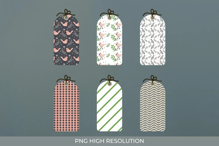 Bird and Floral Patterned Shaped Tags
