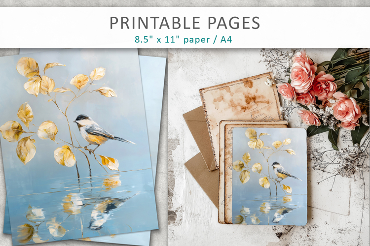 bird artwork, art journal pages