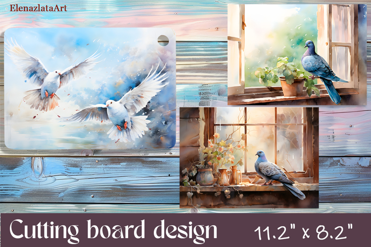 Flowers and bird pigeon Cutting Board Design. pigeon Board