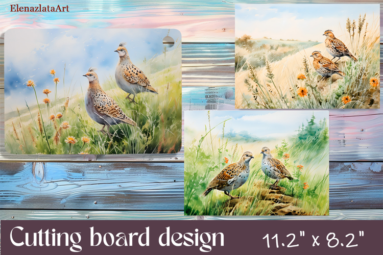 Flowers and bird Cutting Board Design.