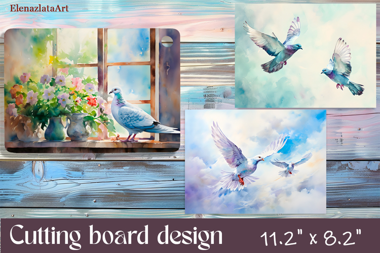 Flowers and bird pigeon Cutting Board Design. pigeon Board