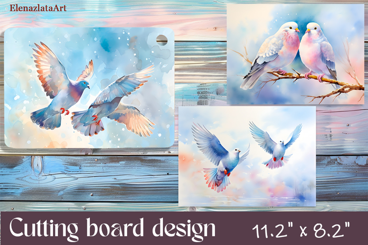 Flowers and bird pigeon Cutting Board Design. pigeon Board