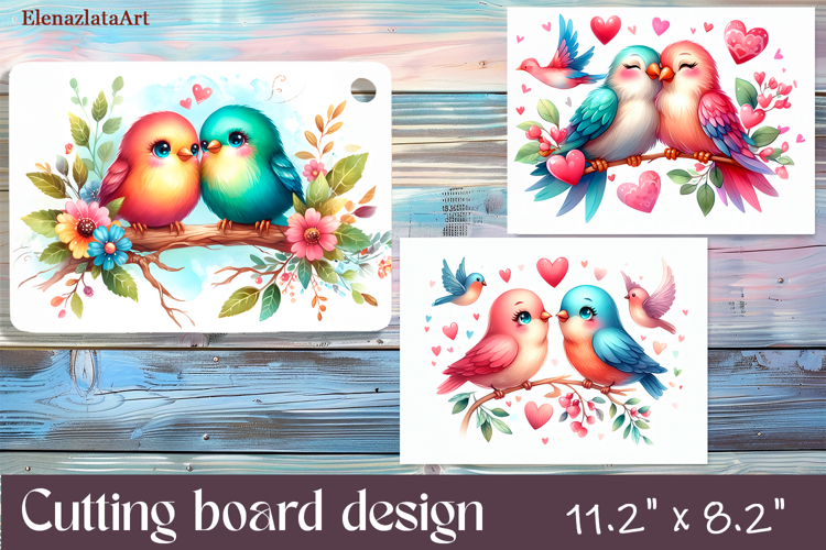 Flowers and bird Cutting Board Design. Love Board