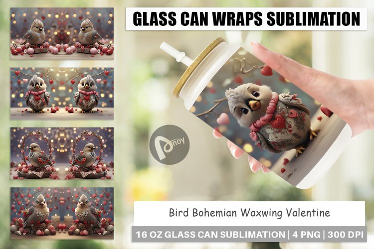 Glass Can Wraps Bird Bohemian