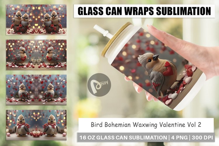Glass Can Wraps Bird Bohemian
