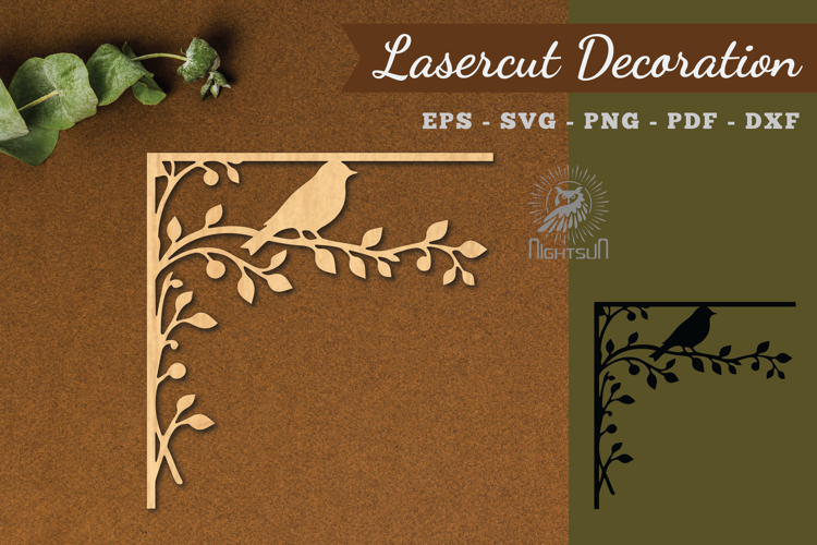 Bird Corner Lasercut Decoration SVG