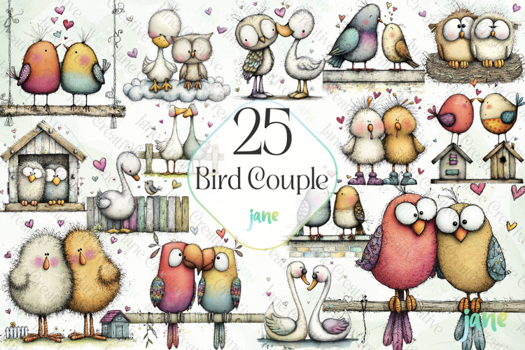 Bird Couple Clipart Bundle