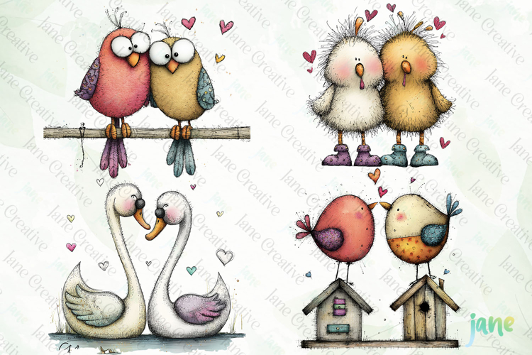 Bird Couple Sublimation Clipart