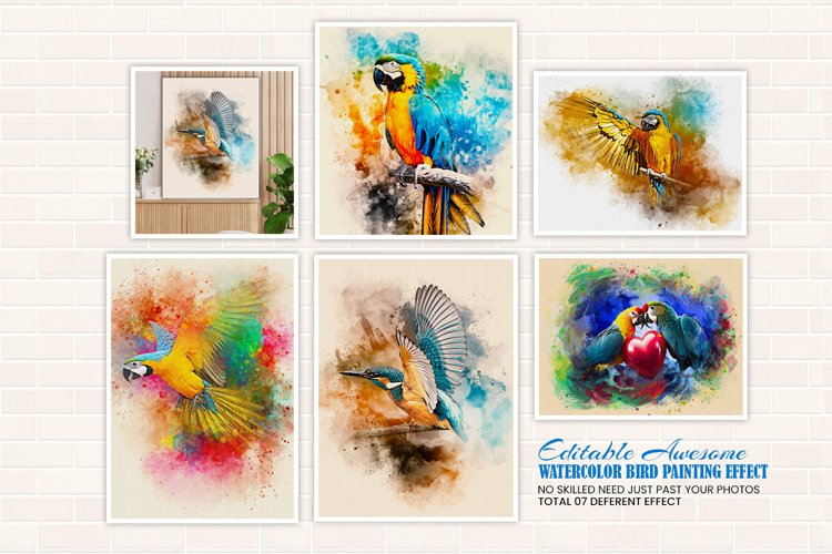 Watercolor Bird Painting Effect example image 1