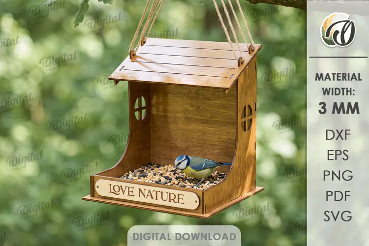Bird Feeder Laser Cut. Hanging Bird Feeder Station SVG