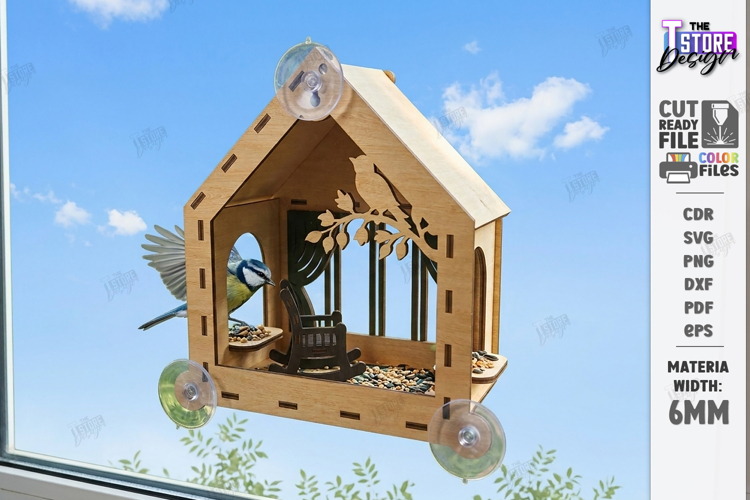 Window Bird Feeder Laser Cut | Hanging Birdfeeder Station