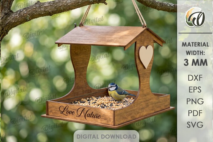 Bird Feeder Laser Cut. Hanging Bird Feeder House SVG example image 1