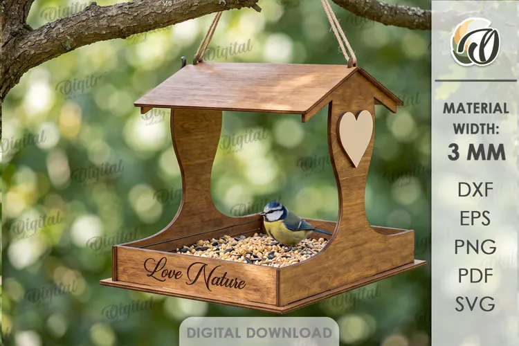 Bird Feeder Laser Cut. Hanging Bird Feeder House SVG