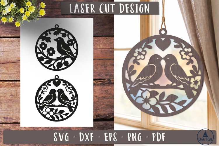 Bird Floral Suncatcher Laser Cut Ornaments