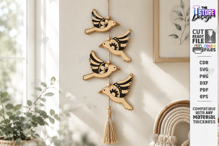 Layered Hanging Ornament Laser Cut | Wall Decor | Nature SVG
