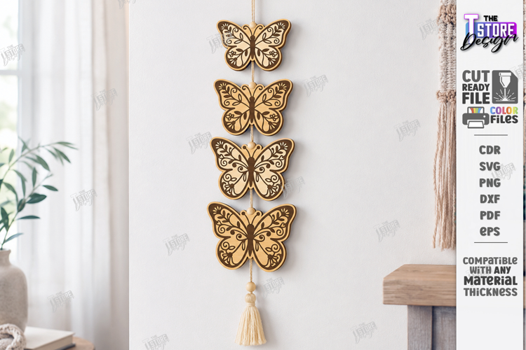 Layered Hanging Ornament Laser Cut | Wall Decor | Nature SVG