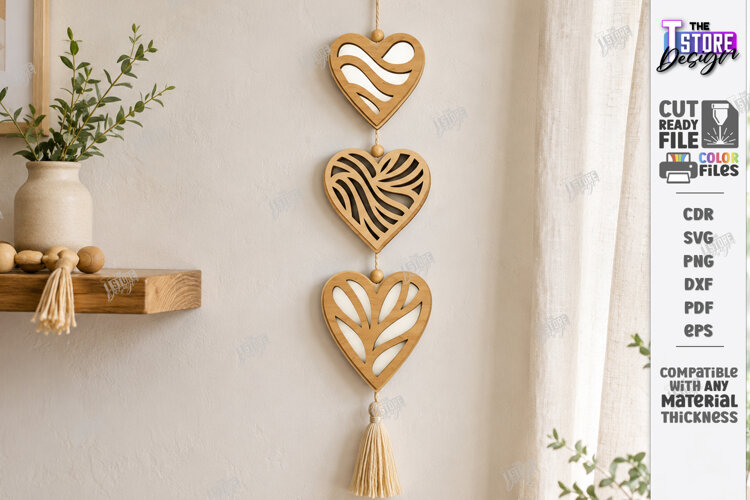 Layered Hanging Ornament Laser Cut | Wall Decor | Nature SVG example image 1