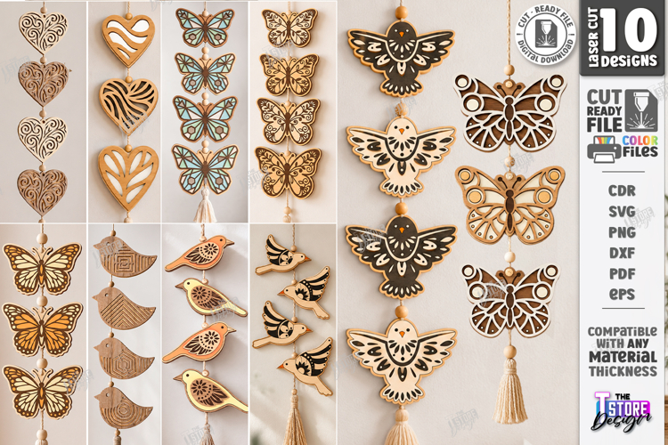 Layered Hanging Ornaments Laser Cut Bundle | Wall Decor SVG
