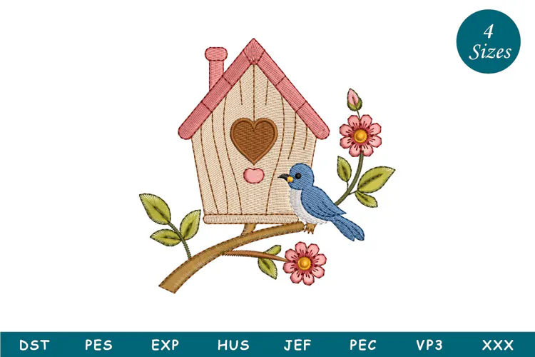 Bird House Embroidery Design